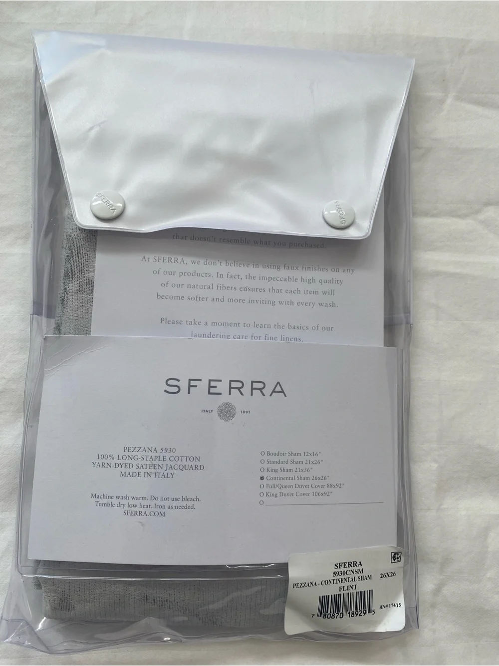 Sferra Pezzana-Continental (1)  Euro Sham - Exclusive Flint 26x26